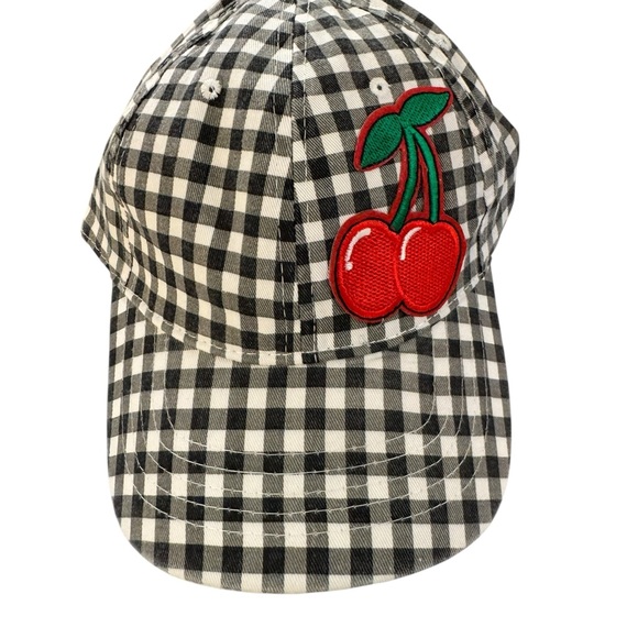 Cherry 🍒 Black & White Checkered Ball Cap - Picture 1 of 3